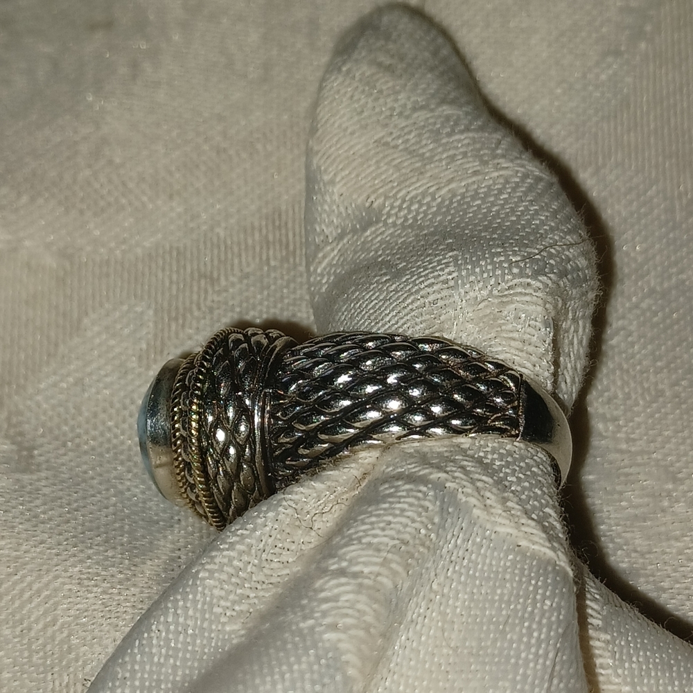 Designer Bny Larimar Statement Ring, Sterling Sil… - image 3